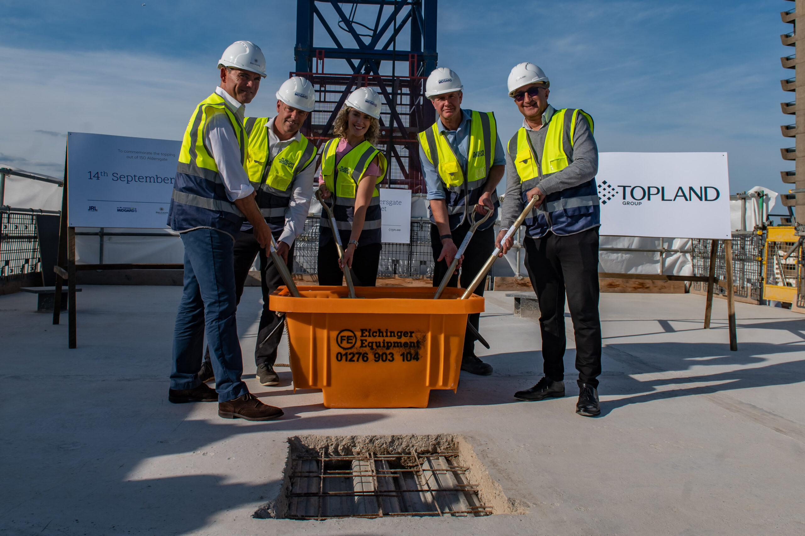 Topping out ceremony of 150 Aldersgate